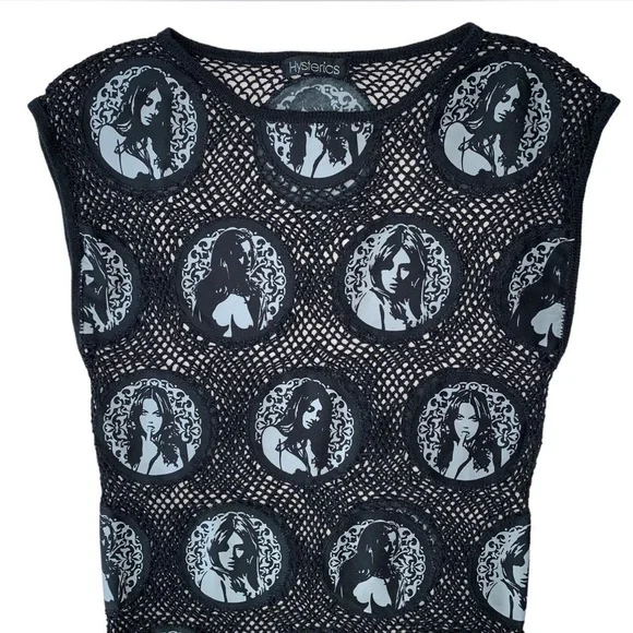 Vintage 90s HYSTERIC GLAMOUR Knit pin-up girl tank/vest - Picture 4 of 4